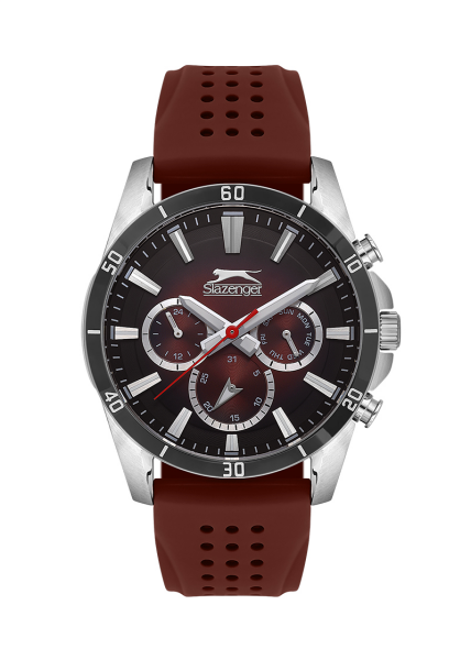 Slazenger Bordo Erkek Kol Saati | 45 mm Paslanmaz Çelik Kasa, Silikon Kordon