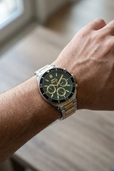 Slazenger Gümüş-Altın Erkek Kol Saati | 45 mm Çelik Kordon, Fosforlu İbreli