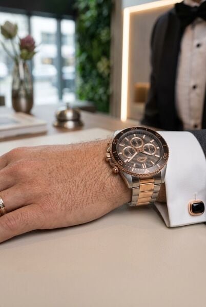 Slazenger Gümüş-Rosegold Erkek Kol Saati | 45 mm Çelik Kordon, Fosforlu İbreli