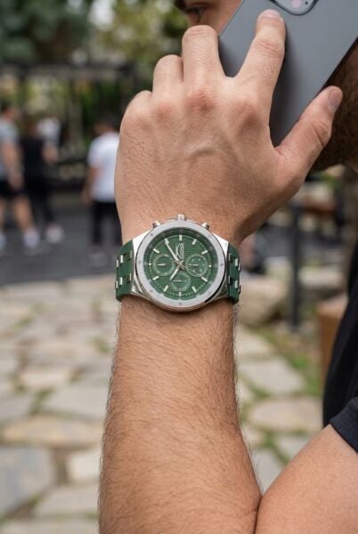 Slazenger Yeşil Erkek Kol Saati | 45 mm Paslanmaz Çelik Kasa, Silikon Kordon