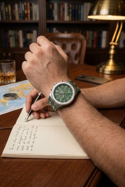 Slazenger Yeşil Erkek Kol Saati | 45 mm Paslanmaz Çelik Kasa, Silikon Kordon