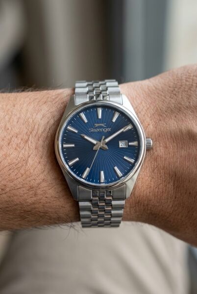Slazenger Lacivert Kadranlı Gümüş Erkek Kol Saati | 41 mm Paslanmaz Çelik Kasa, Çelik Kordon, 10 ATM