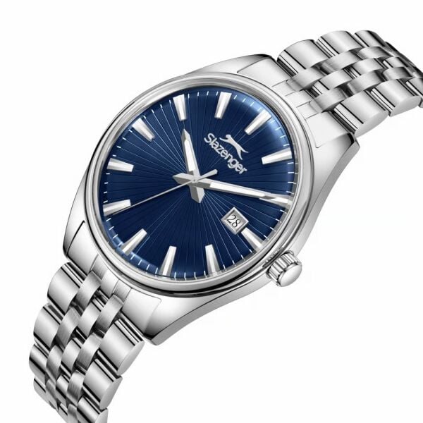 Slazenger Lacivert Kadranlı Gümüş Erkek Kol Saati | 41 mm Paslanmaz Çelik Kasa, Çelik Kordon, 10 ATM