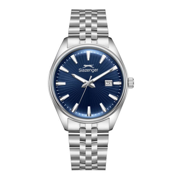 Slazenger Lacivert Kadranlı Gümüş Erkek Kol Saati | 41 mm Paslanmaz Çelik Kasa, Çelik Kordon, 10 ATM