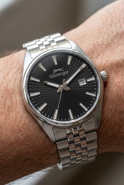 Slazenger Gümüş Erkek Kol Saati | 41 mm Paslanmaz Çelik Kasa, Siyah Kadran, Şık ve Klasik