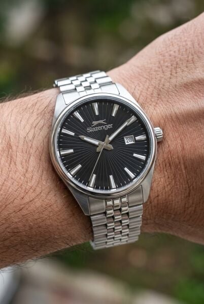 Slazenger Gümüş Erkek Kol Saati | 41 mm Paslanmaz Çelik Kasa, Siyah Kadran, Şık ve Klasik