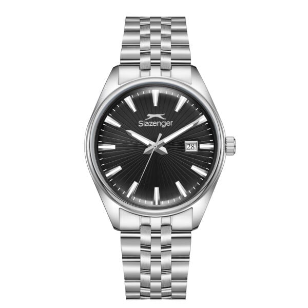 Slazenger Gümüş Erkek Kol Saati | 41 mm Paslanmaz Çelik Kasa, Siyah Kadran, Şık ve Klasik