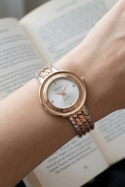 Ferrucci Rose-Gümüş Kadın Kol Saati | 33 mm Estetik Tasarım, Şık ve Modern