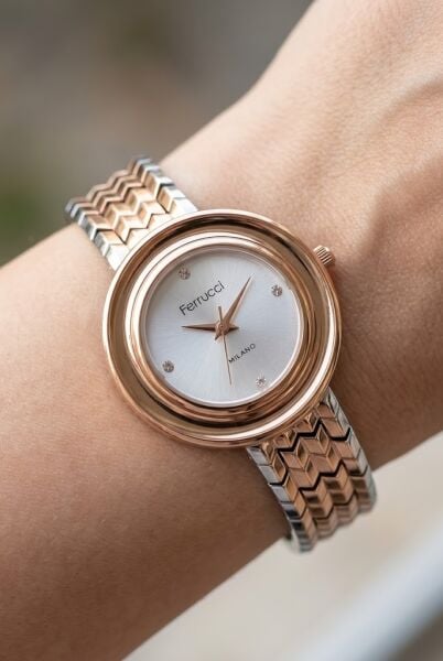 Ferrucci Rose-Gümüş Kadın Kol Saati | 33 mm Estetik Tasarım, Şık ve Modern