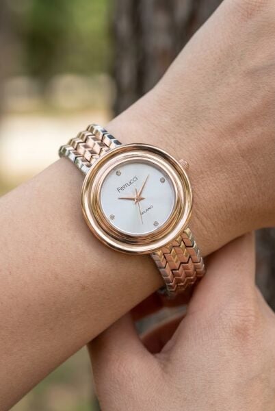 Ferrucci Rose-Gümüş Kadın Kol Saati | 33 mm Estetik Tasarım, Şık ve Modern
