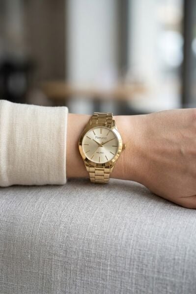 Ferrucci Altın Kadın Kol Saati | 34 mm Çelik Kordon, Altın Kadran ile Tarzını Tamamla