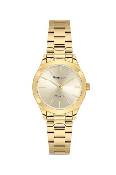 Ferrucci Altın Kadın Kol Saati | 34 mm Çelik Kordon, Altın Kadran ile Tarzını Tamamla