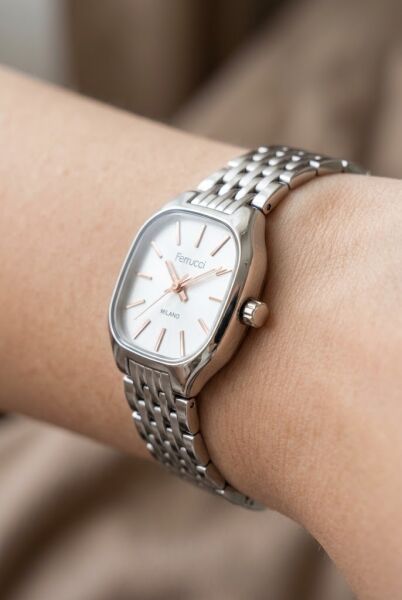 Ferrucci Minimal Şık Kadın Kol Saati | 23 mm Çelik Kordon, Gümüş Kadran