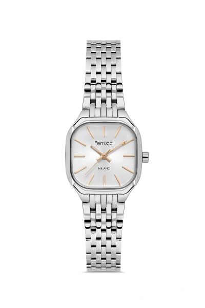 Ferrucci Minimal Şık Kadın Kol Saati | 23 mm Çelik Kordon, Gümüş Kadran