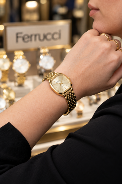 Ferrucci Lüks Görünümlü Altın Kadın Kol Saati | 23 mm Çelik Kordon