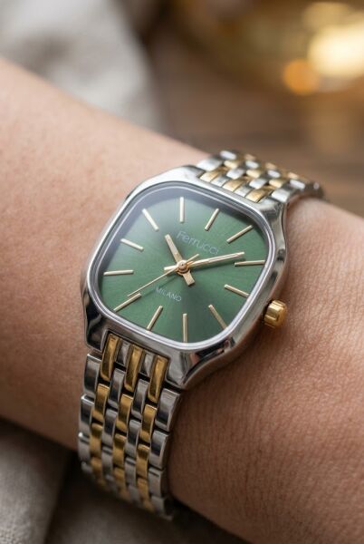 Ferrucci Şık ve Modern Kadın Kol Saati | 23 mm Çelik Kordon, Yeşil Kadran