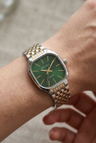 Ferrucci Şık ve Modern Kadın Kol Saati | 23 mm Çelik Kordon, Yeşil Kadran