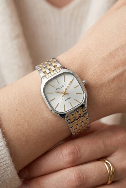 Ferrucci Şık ve Modern Kadın Kol Saati | 23 mm Çelik Kordon, Gümüş - Gold