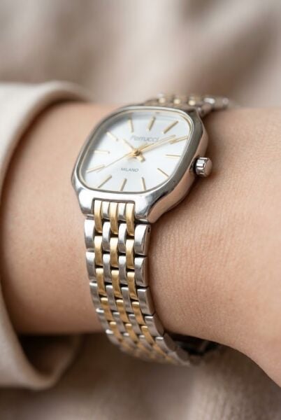 Ferrucci Şık ve Modern Kadın Kol Saati | 23 mm Çelik Kordon, Gümüş - Gold