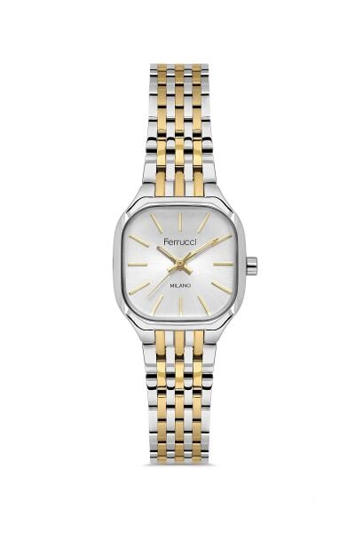 Ferrucci Şık ve Modern Kadın Kol Saati | 23 mm Çelik Kordon, Gümüş - Gold