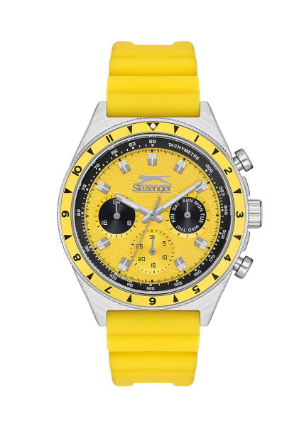 Slazenger Sportif Sarı Erkek Kol Saati | 44 mm Çelik Kasa, Silikon Kordon
