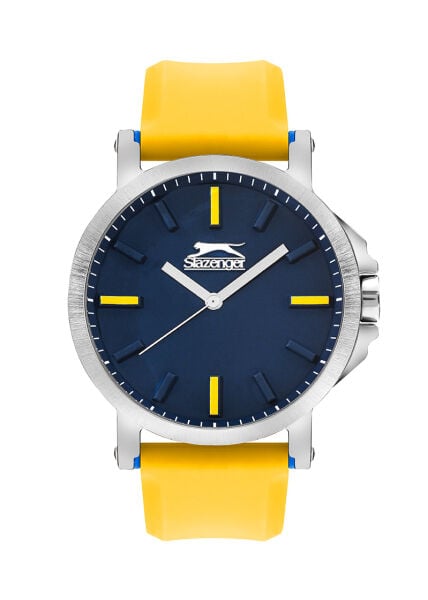Slazenger Sportif ve Modern Erkek Kol Saati | 48 mm Paslanmaz Çelik Kasa, Sarı Silikon Kordon