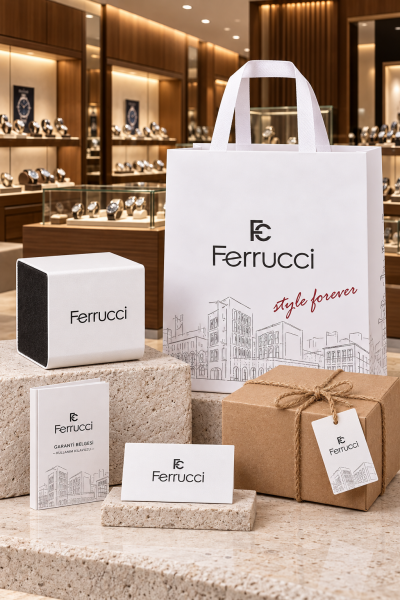 Ferrucci Lüks Görünümlü Kadın Kol Saati | 33 mm Çelik Kordon, Taş Detaylı Yeşil Kadran