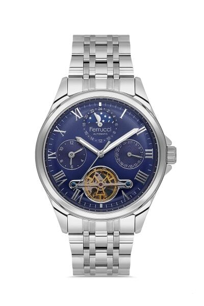 Ferrucci Lüks Otomatik Erkek Kol Saati | 42 mm Çelik Kasa, Lacivert Kadran