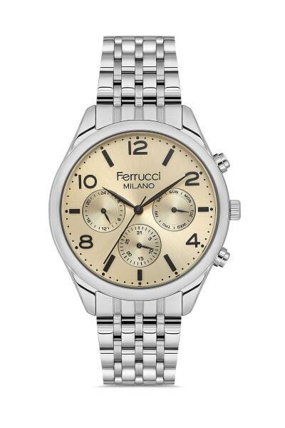 Ferrucci Klasik ve Modern Erkek Kol Saati | 41 mm Çelik Kordon, Altın Kadran