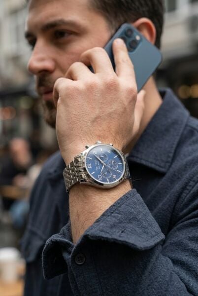 Ferrucci Klasik ve Modern Erkek Kol Saati | 41 mm Çelik Kordon, Lacivert Kadran