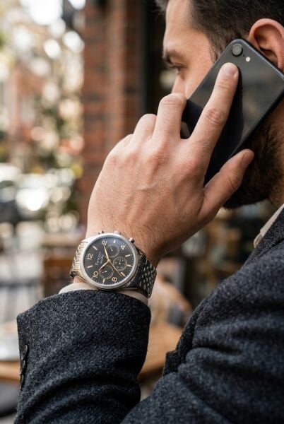 Ferrucci Klasik ve Şık Erkek Kol Saati | 41 mm Çelik Kordon, Altın Detaylı Siyah Kadran