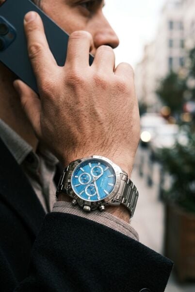 Ferrucci Sportif ve Modern Erkek Kol Saati | 40 mm Çelik Kordon, Mavi Kadran