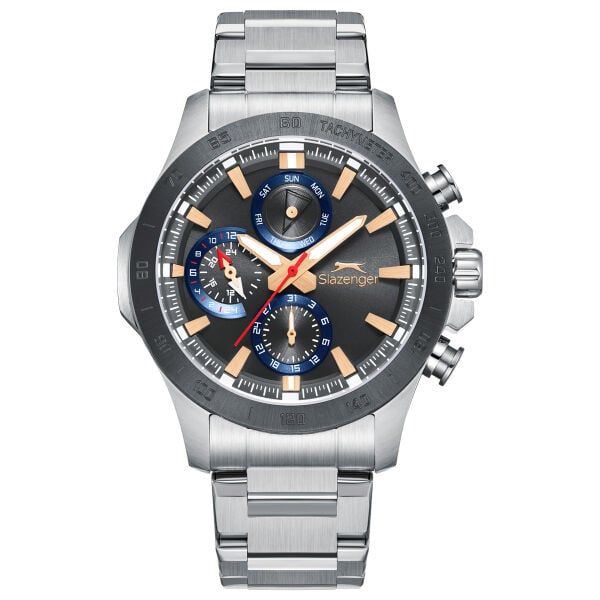 Slazenger Sportif ve Lüks Görünümlü Erkek Kol Saati | 44 mm Çelik Kordon, Füme Gri Kadran