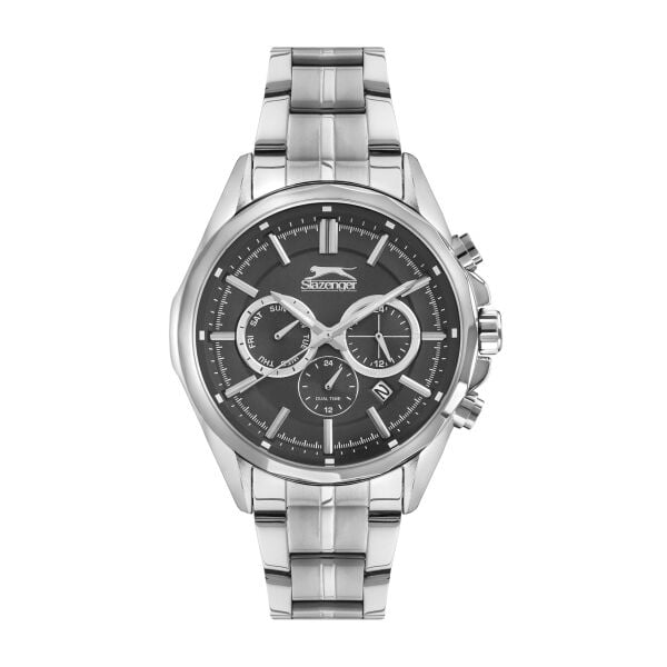 Slazenger Klasik ve Sportif Erkek Kol Saati | 44 mm Paslanmaz Çelik Kordon, Siyah Kadran