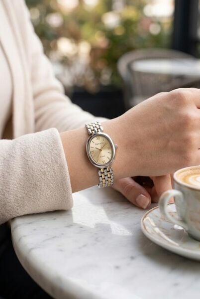 Ferrucci Vintage Zarif Kadın Kol Saati | 21 mm Altın-Gümüş Çelik Kordon, Altın Kadran