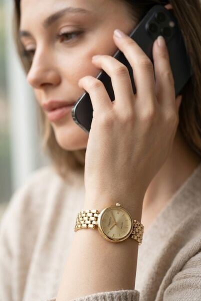 Ferrucci Vintage Lüks Görünümlü Kadın Kol Saati | 23 mm Altın Çelik Kordon, Altın Kadran